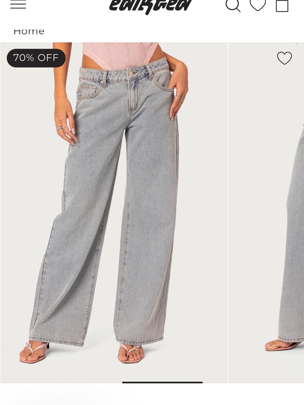 Edikted Light Gray Wide-Leg Jeans